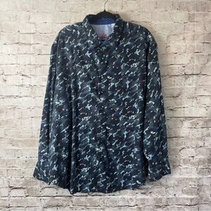 Robert Graham 3XL Long Sleeve Button Down Shirt Black Blue Orange White RG